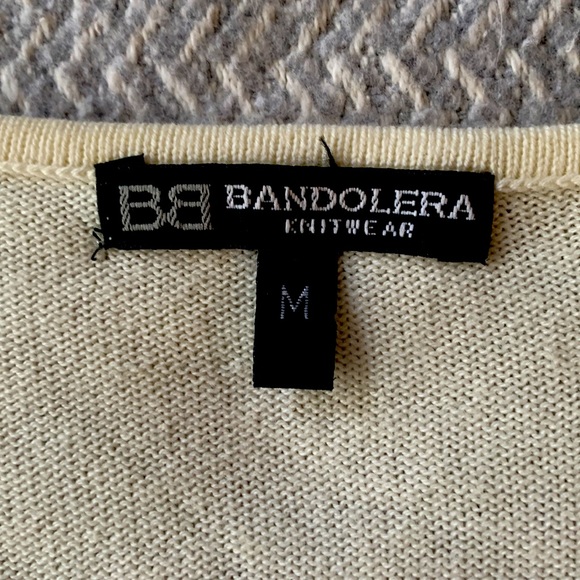 Bandolera cream fine knit tank top with wood and sequin beading. Lightly worn - Picture 5 of 6